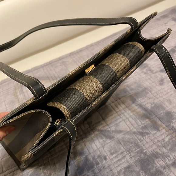 Fendi Vintage Logo Stamp Pequin Coated Canvas Shoulder Bag - Picture 11 of 15